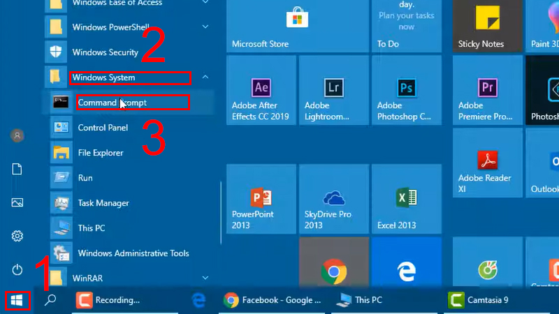 Mở Command Prompt để tiến h&agrave;nh c&aacute;c bước 